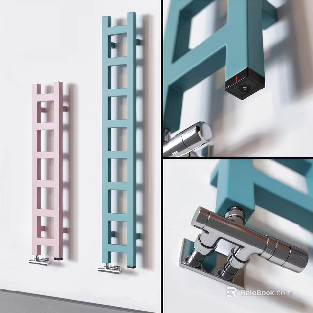 Colorful Indoor Ladders With Pink And Blue Designs And Metal Joint Details 3d model 