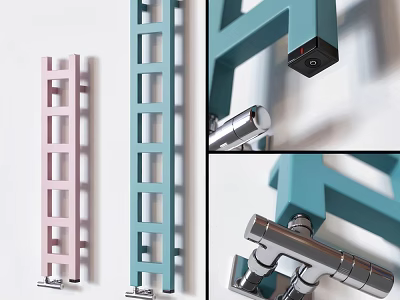 Colorful Indoor Ladders With Pink And Blue Designs And Metal Joint Details 3d model