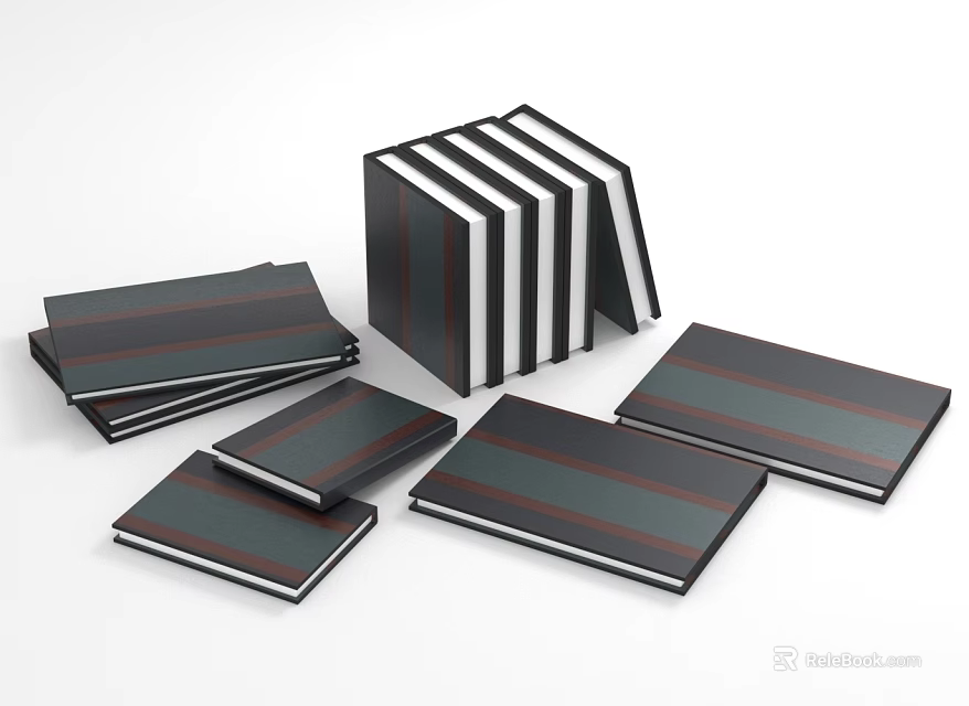 Electronic Appliances Black Gray Sheets in Various Sizes Stacked and Scattered 3d model 