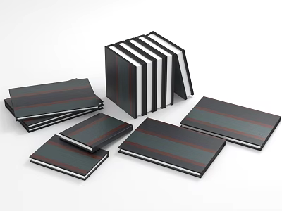 Electronic Appliances Black Gray Sheets in Various Sizes Stacked and Scattered 3d model