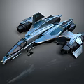 Futuristic Space Aerospace Spaceship With Sleek Design Multiple Engines Blue And Silver Metallic Finish