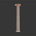 Classical Roman Column with Fluted Shaft and Corbelled Capital in Marble Architectural Design