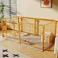 Yellow Wire Indoor Pet Cage with Fenced Design for Small Pets Home Use