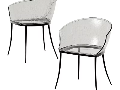 Transparent Modern Single Chair With Black Legs And Curved Backrest Design 3d model