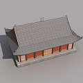 Ancient Chinese Architecture Swing Door With Red Walls Gray Tiled Roof And Wooden Columns