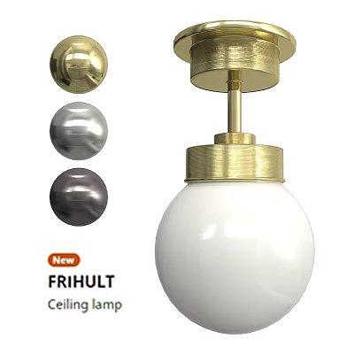 New FRIHULT Ceiling Lamp With White Globe Shade And Multiple Color Options 3d model