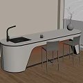 Modern Bar Counter Bar Chair 3d model