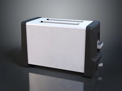Modern Black And White Toaster With Two Slots And Side Control Buttons 3d model