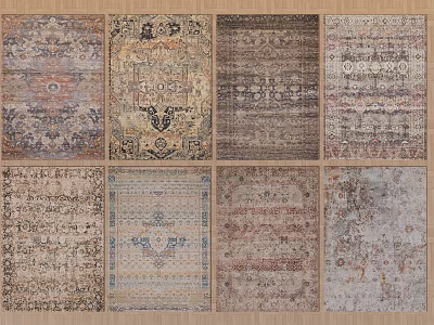 Square Rugs With Various Vintage Patterns And Classic Hues For Home Decor 3d model