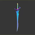 Glowing Blue Purple Gradient Fantasy Sword With Modern Design On Dark Background