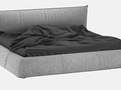 Modern Double Bed Italian Style Internet Celebrity Fabric Bed High-end linen bed Simple Double Bed 3d model