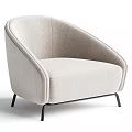 Modern Minimalist Upholstered Single Sofa With Brown Fabric Curved Armrests And Metal Legs