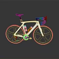 Modern White And Black Racing Bicycle With Red Accents And Carbon Fiber Frame