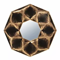 Octagonal Decorative Mirror With Gold Frame And Petal Shaped Geometric Design 3d model