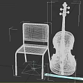 Wooden Cello With Black Chair And Bow For Musical Instrument Setup
