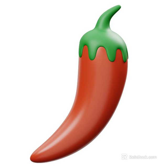 Vibrant Red Fresh Chili Pepper Vegetable with Green Stem 3D Rendered 3d model