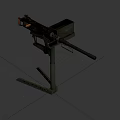 Green Military Heavy Machine Gun With Tripod Stand Barrel And Ammunition Belt