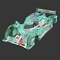 Sleek Silver Audi Race Car With Red Accents Rear Wing And Aerodynamic Design