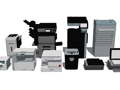 Essential Office Appliances Including Printers Copiers Shredders Scanners And Fax Machines 3d model