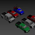 Colorful Collection Of Pickup Trucks With Red Green Blue And Gray