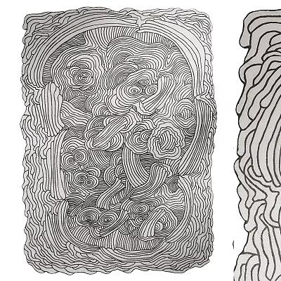 Abstract Square Rug With Intricate Wavy Lines And Curved Patterns Design 3d model
