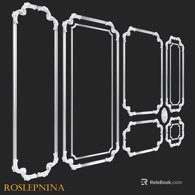 Ornate Decorative Components With Intricate Frame Designs And Various Shapes 3d model 