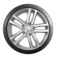 Modern Car Tire With Deep Tread Pattern And Silver Alloy Rim For Passenger Vehicles