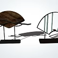 Decorative Ornament Set With Wooden Curved Semicircular Metal Frame Black Base Candle And Bird Accents