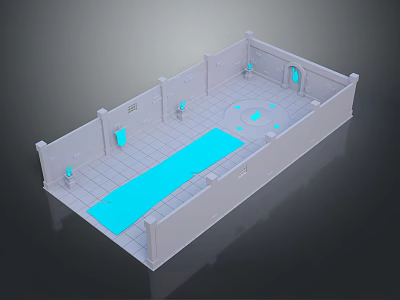 Indoor Swimming Pool Interior Design With Blue Water White Walls And Lighting 3d model