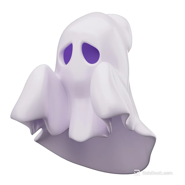 White Ghost Decorative Ornament Set With Purple Eyes For Festive Decoration 3d model 