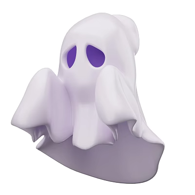 White Ghost Decorative Ornament Set With Purple Eyes For Festive Decoration 3d model