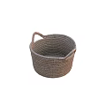 Decorative Ornament Set with Handwoven Natural Wicker Basket Handle Round Design