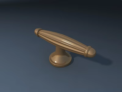 Golden Decorative Door Handle With Round Base And Smooth Lines Design 3d model
