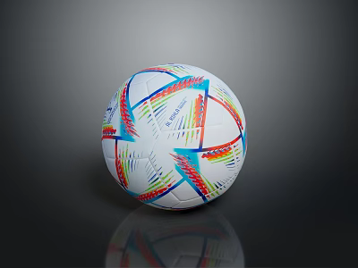 Street Soccer Ball with Colorful Geometric Patterns White Red Blue Green Reflective Surface Design 3d model