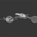 Gray Concept Motorcycle 3D Model With Large Wheels And Detailed Mechanical Design Structure