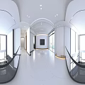 Modern Minimalist Interior With Sleek Elevator Door Wooden Accent And White Walls