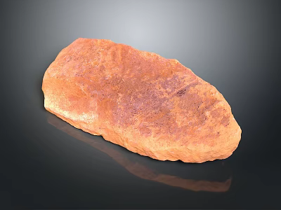Natural Orange Stone With Textured Surface On Black Background And Reflection 3d model