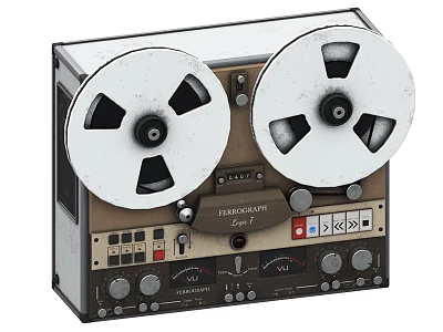 Vintage Industrial Tape Recorder Equipment With Dual Reels Control Knobs And Dials 3d model
