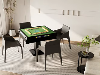 Modern Mahjong Table and Chair Chess and Card Room Table and Chair Bogu Frame Green Plant Entertainment Table and Chair 3d model