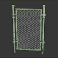Metal Chain Link Fence With Decorative Posts And Mesh Structure 3d model