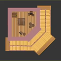 Vibrant Two Story Palomino Building 3D Model With Yellow Exterior Pink Balconies And Wooden Porch