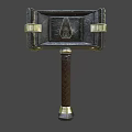 Game Movie Character Fantasy War Hammer With Metal Frame Leather Straps And Wooden Handle Design