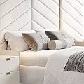 Double Bed with Chevron Velvet Headboard and Modern Bedside Tables in Neutral Tones