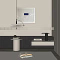 Modern Minimalist Bedside Table With Wooden Frame Table Lamp And Books In Bedroom
