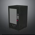 Black Vending Machine With Push Button Control Panel And Transparent Front Window
