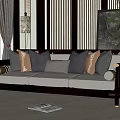New Chinese-style Three-person Sofa Three-person Sofa 3d model