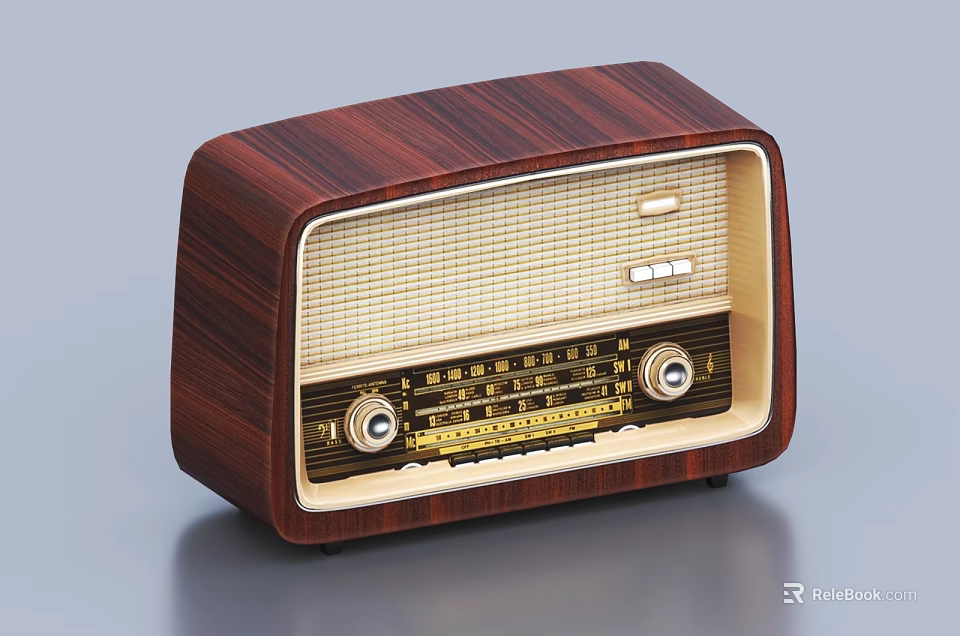 Vintage Wooden Radio Speaker with Classic Design Retro Dials and Tuning Knobs 3d model 