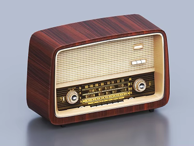 Vintage Wooden Radio Speaker with Classic Design Retro Dials and Tuning Knobs 3d model