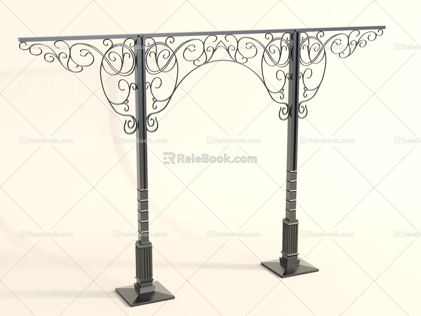 European-style Metal Carved Arch Iron Landscape Rack 3d model