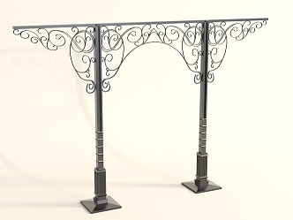 European-style Metal Carved Arch Iron Landscape Rack 3d model